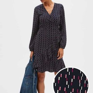 Print Frill Wrap Dress